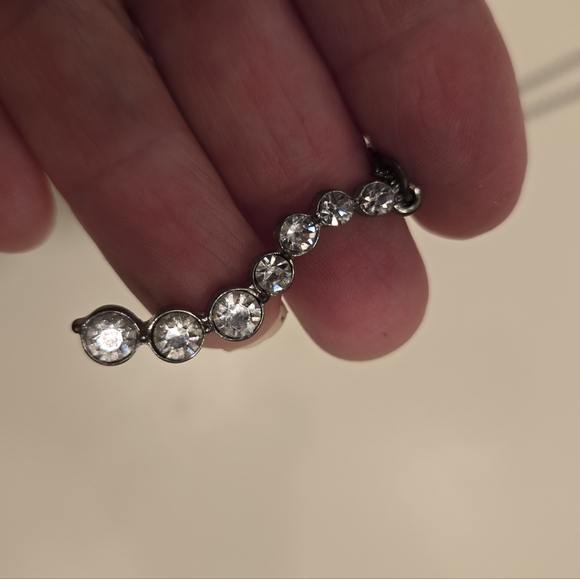 Necklace with Rhinestone Serpentine Pendant 22" Adj Silver Tone Chain - Picture 3 of 12